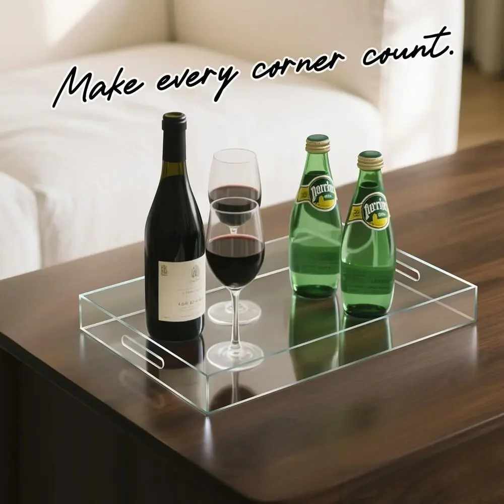 Clear Acrylic Serving Tray with Handles 12